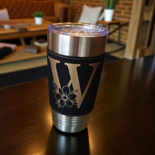 RVS Drinkbeker met kunst lederen sleeve - Afbeelding 3