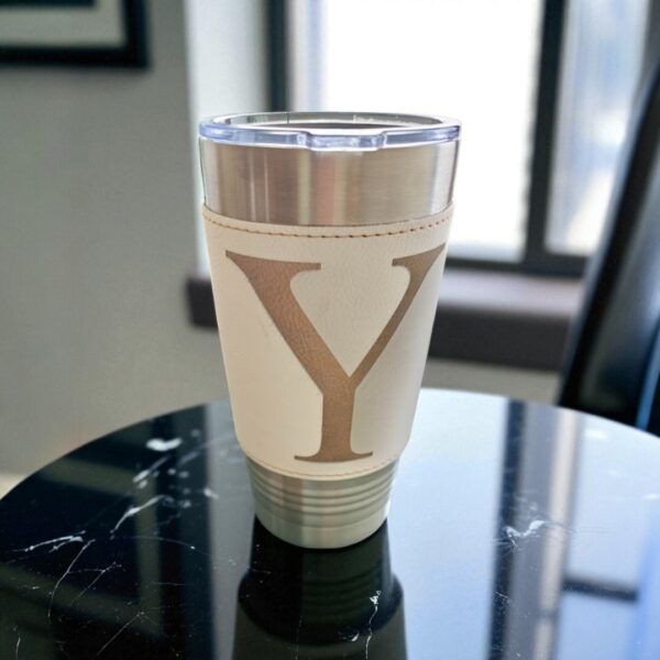 RVS Drinkbeker met kunst lederen sleeve - Afbeelding 4